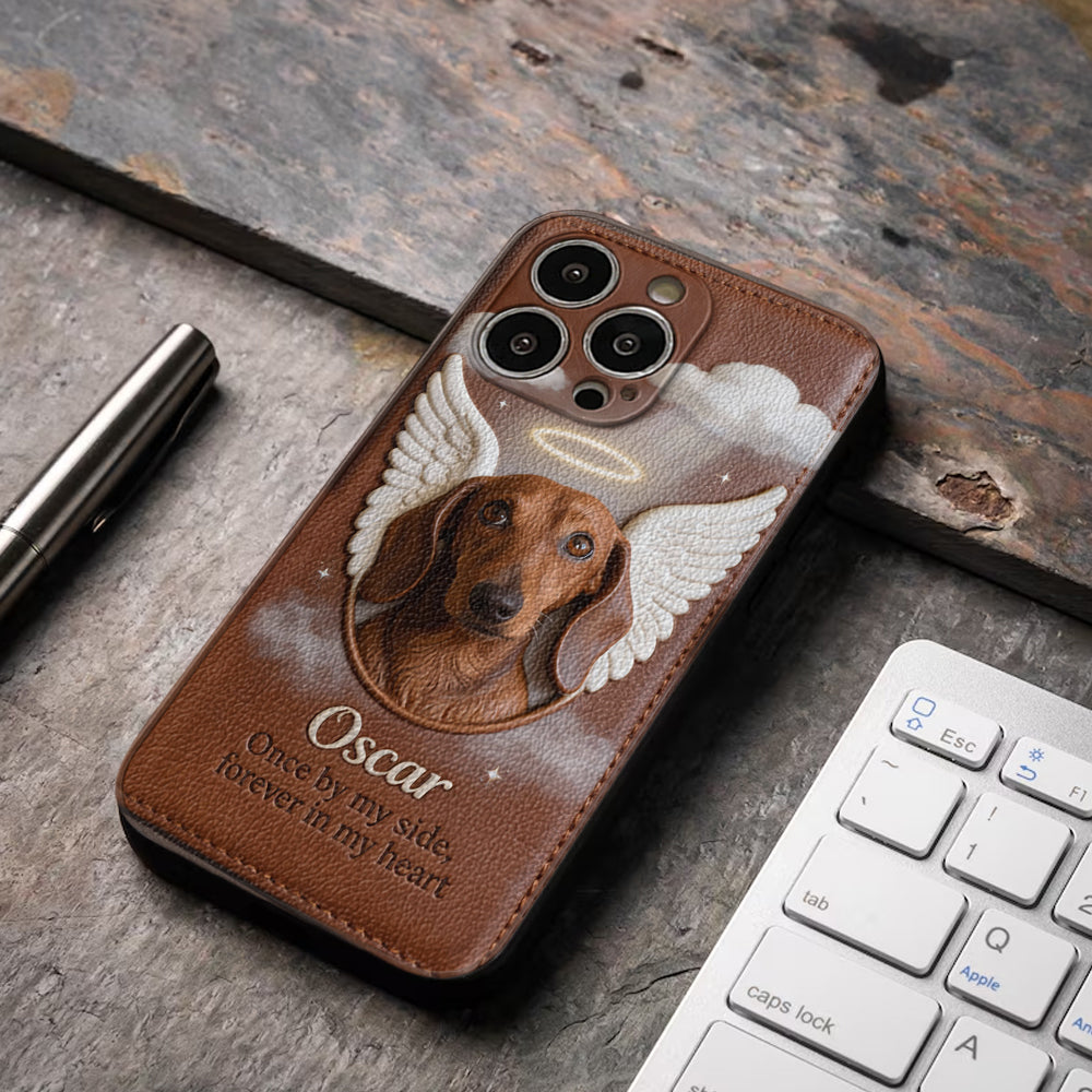 À mes côtés - Étui de téléphone personnalisé en cuir pour chien