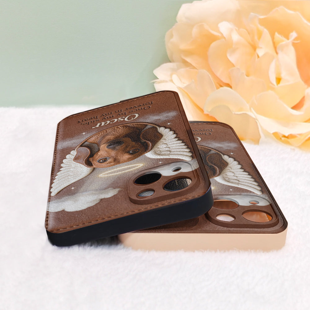 À mes côtés - Étui de téléphone personnalisé en cuir pour chien