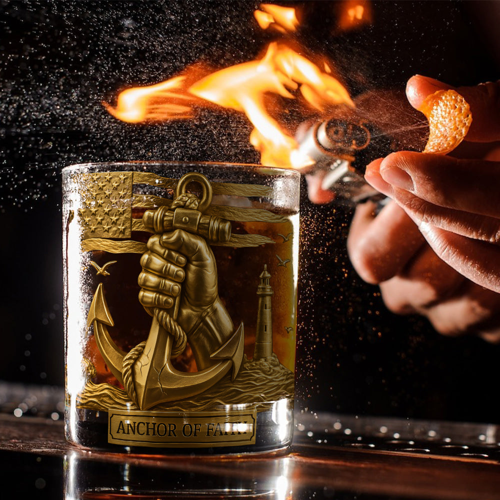 Tenir une ancre - Verre à whisky personnalisé sur le thème de la navigation