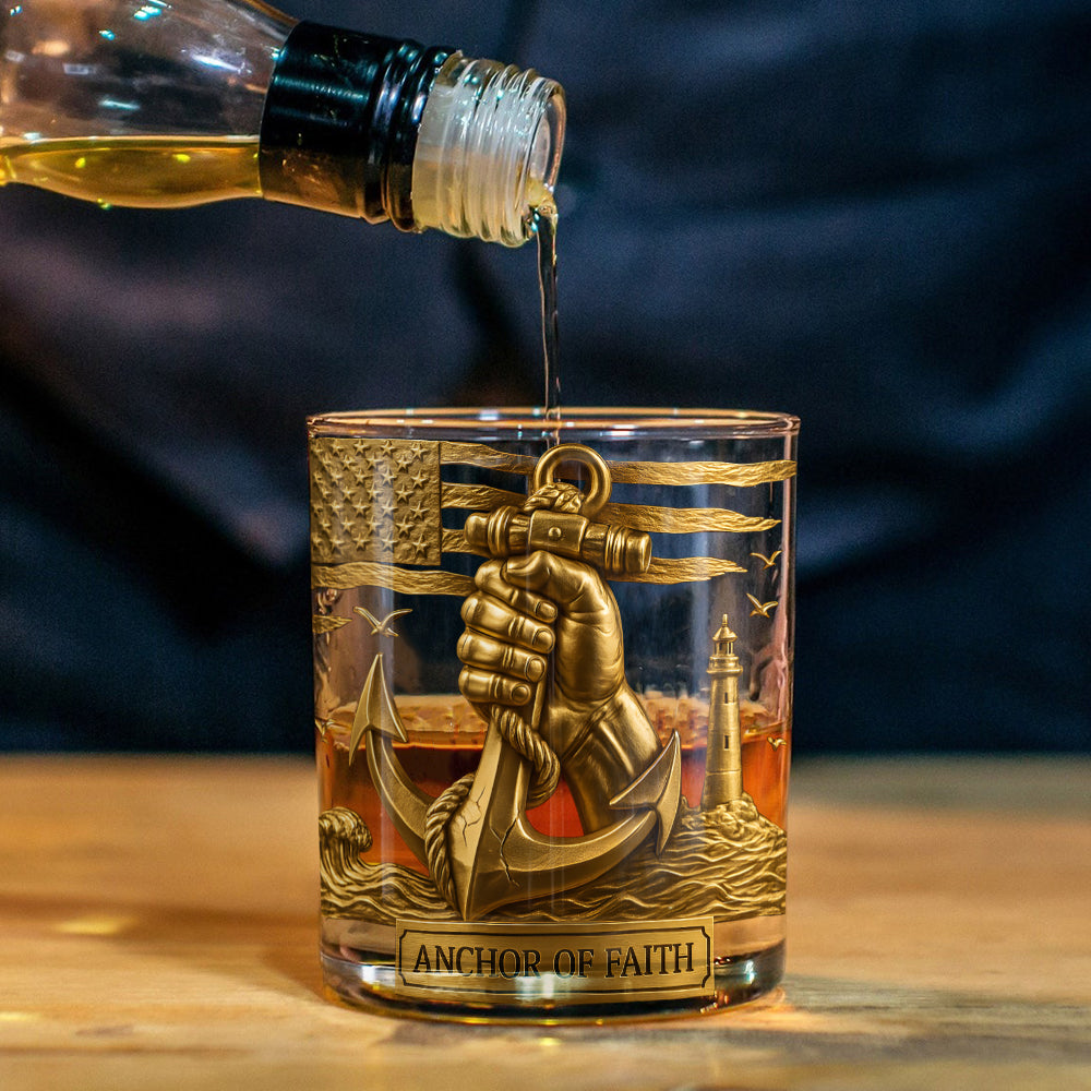 Tenir une ancre - Verre à whisky personnalisé sur le thème de la navigation