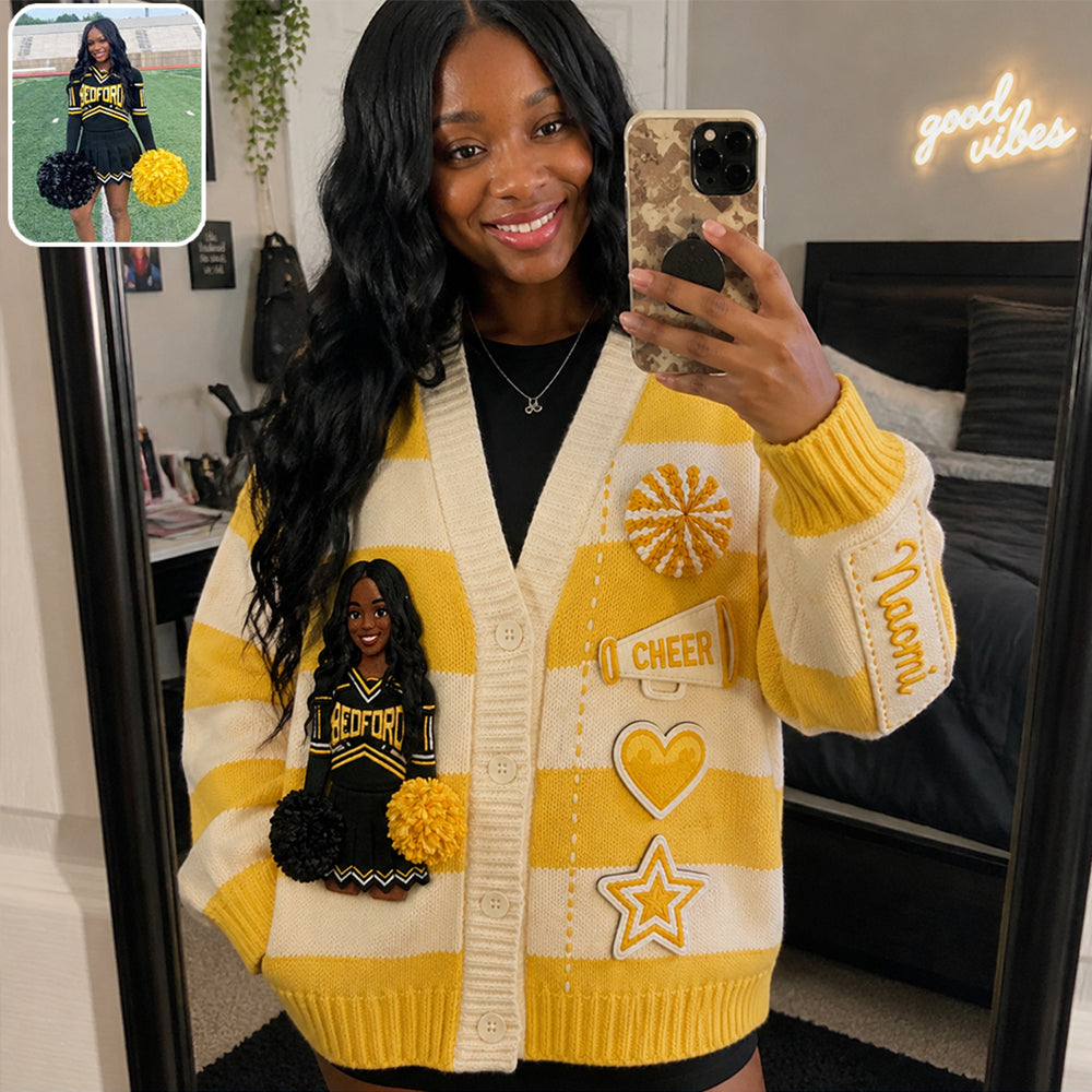Cardigan Personnalisé pour Cheerleader Fier - Photo de Votre Choix