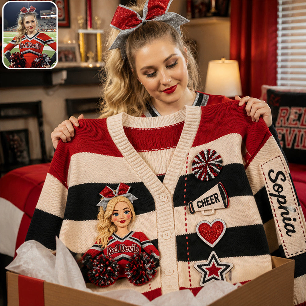 Cardigan Personnalisé pour Cheerleader Fier - Photo de Votre Choix