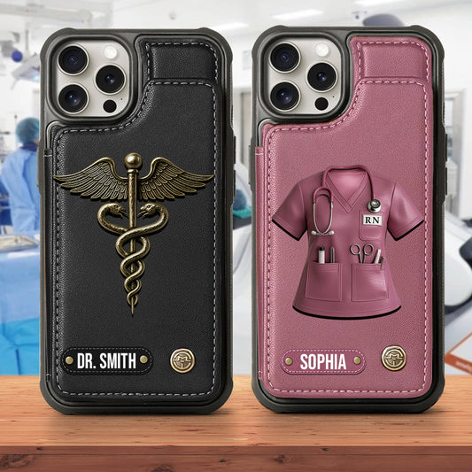 Infirmière fière - Étui portefeuille personnalisé pour téléphone
