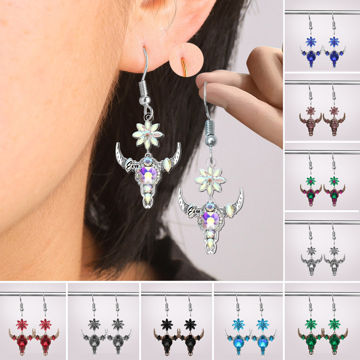 Magnifique tête de taureau - Boucles d'oreilles cowgirl personnalisées