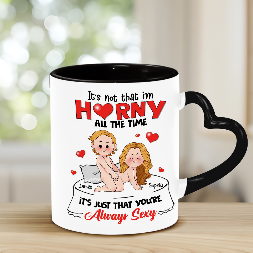 Mug personnalisé avec anse en forme de cœur, cadeau humoristique pour couple (mari et femme).