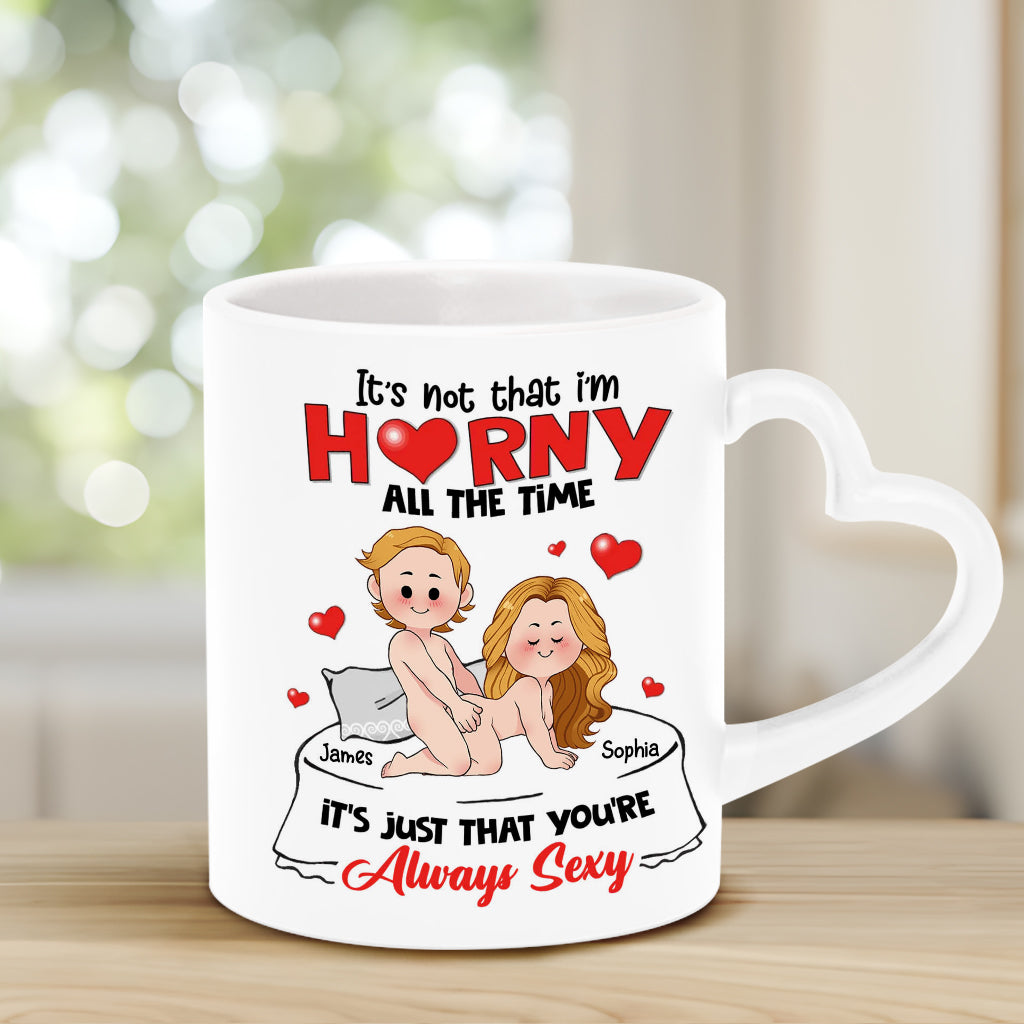 Mug personnalisé avec anse en forme de cœur, cadeau humoristique pour couple (mari et femme).