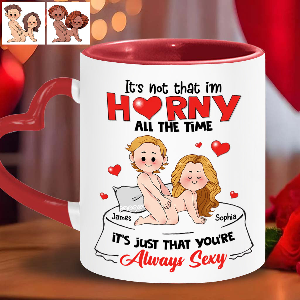 Mug personnalisé avec anse en forme de cœur, cadeau humoristique pour couple (mari et femme).