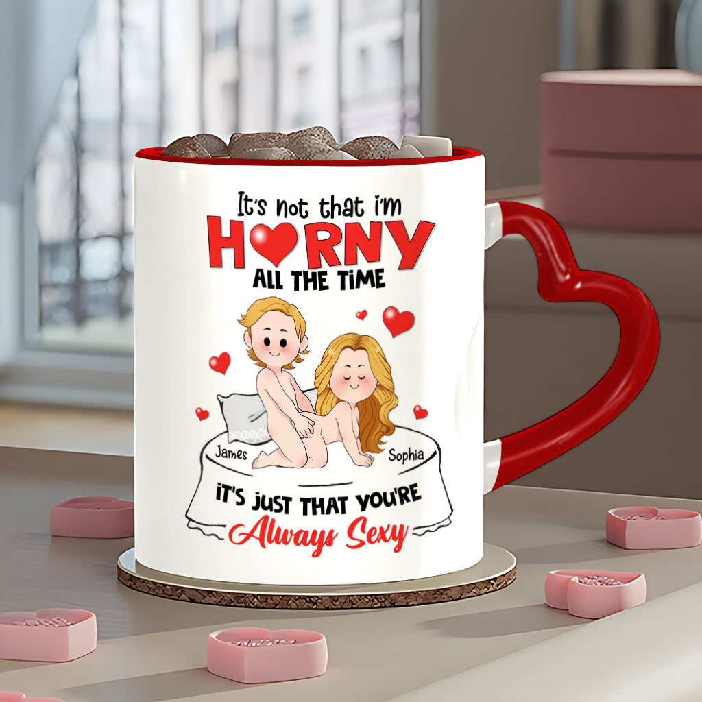 Mug personnalisé avec anse en forme de cœur, cadeau humoristique pour couple (mari et femme).