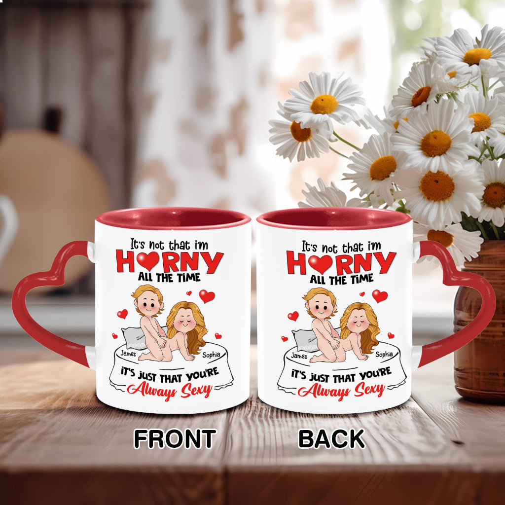 Mug personnalisé avec anse en forme de cœur, cadeau humoristique pour couple (mari et femme).