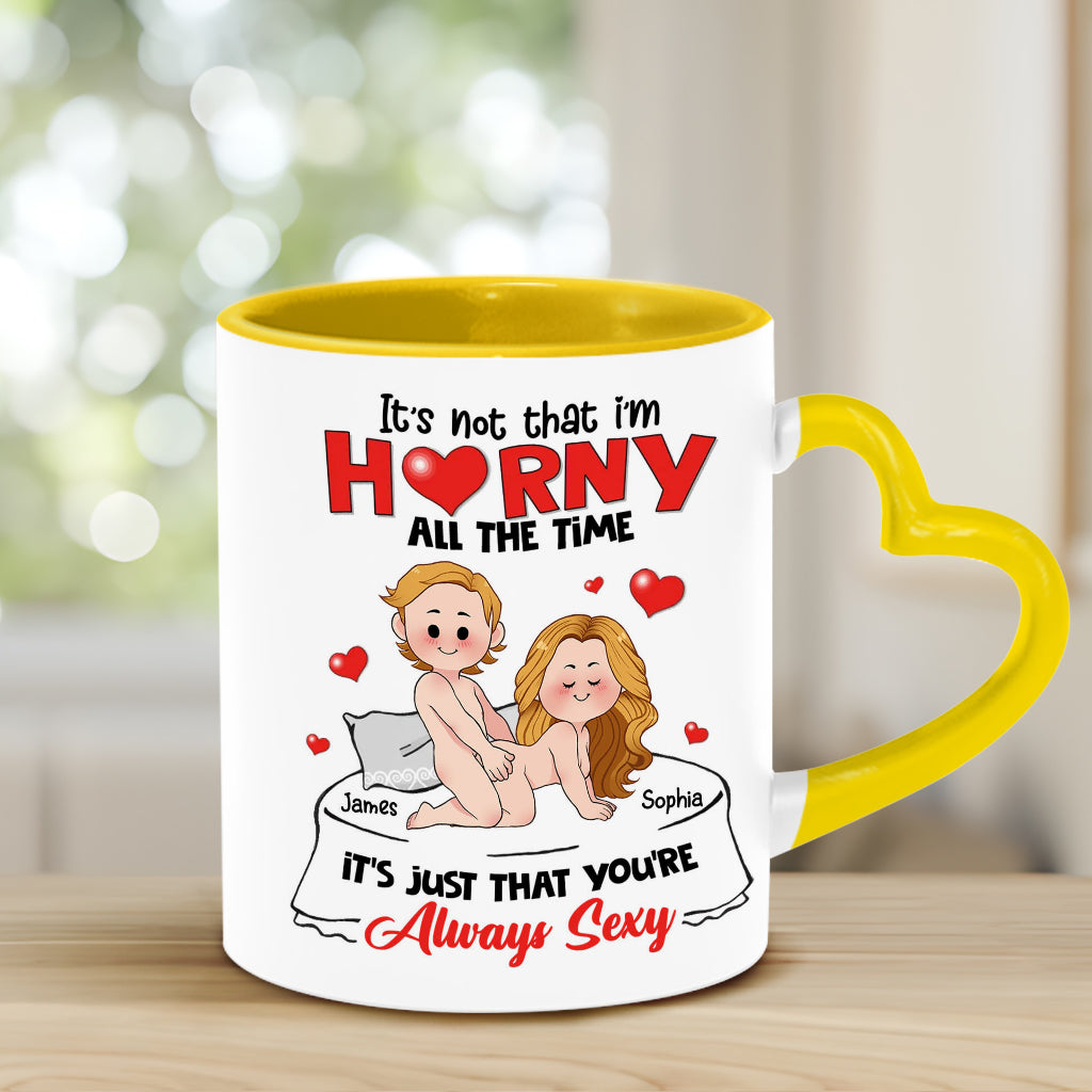 Mug personnalisé avec anse en forme de cœur, cadeau humoristique pour couple (mari et femme).