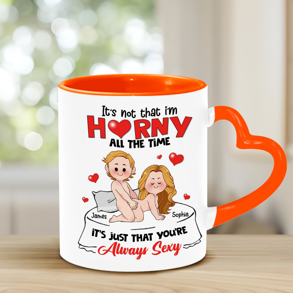 Mug personnalisé avec anse en forme de cœur, cadeau humoristique pour couple (mari et femme).