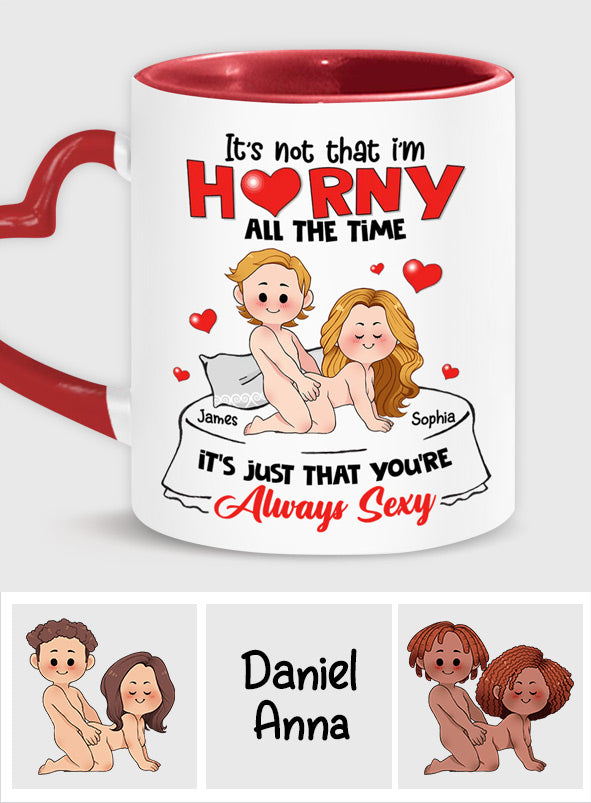 Mug personnalisé avec anse en forme de cœur, cadeau humoristique pour couple (mari et femme).