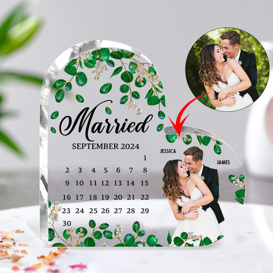 Calendrier de mariage - Plaque acrylique personnalisée pour couple