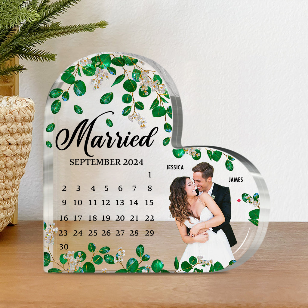 Calendrier de mariage - Plaque acrylique personnalisée pour couple