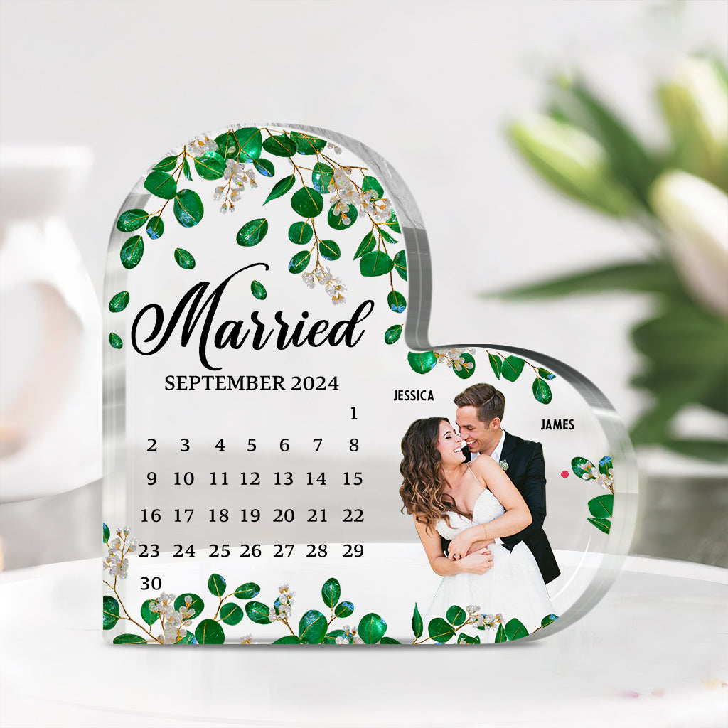Calendrier de mariage - Plaque acrylique personnalisée pour couple