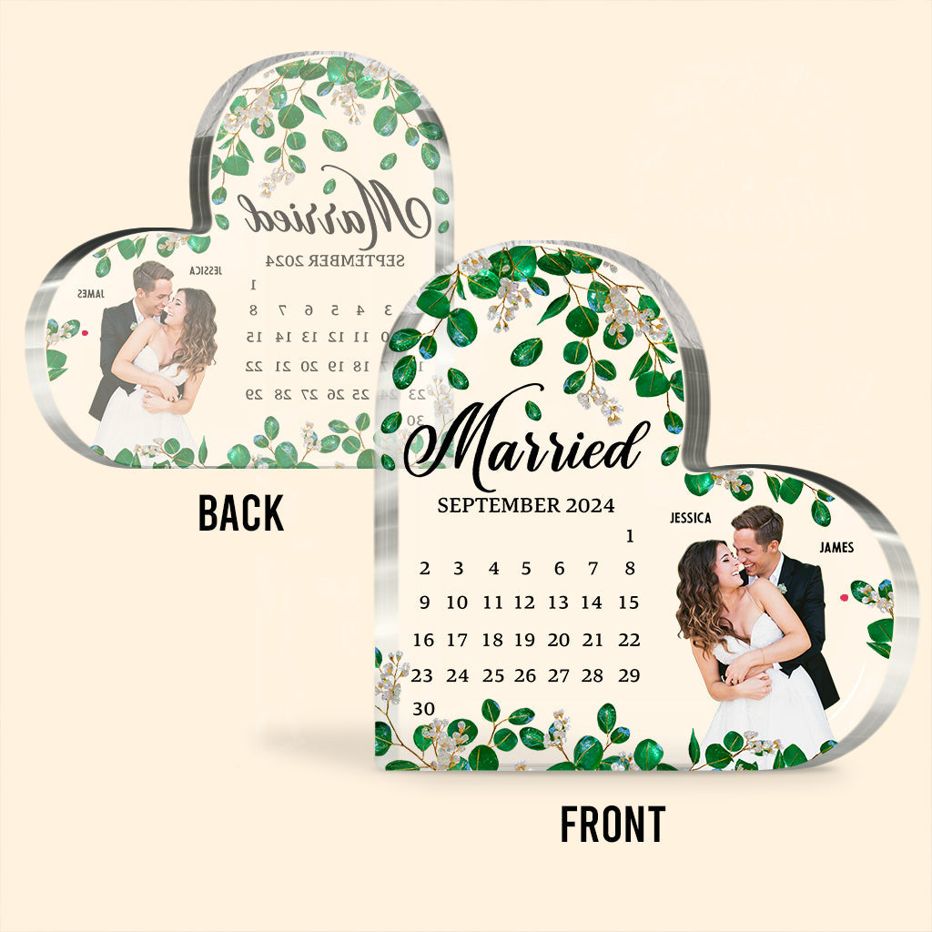 Calendrier de mariage - Plaque acrylique personnalisée pour couple