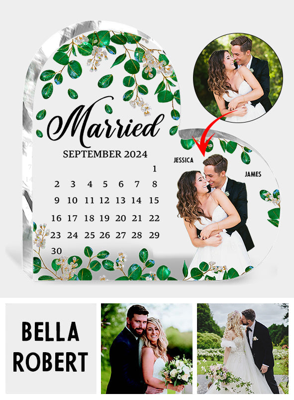 Calendrier de mariage - Plaque acrylique personnalisée pour couple
