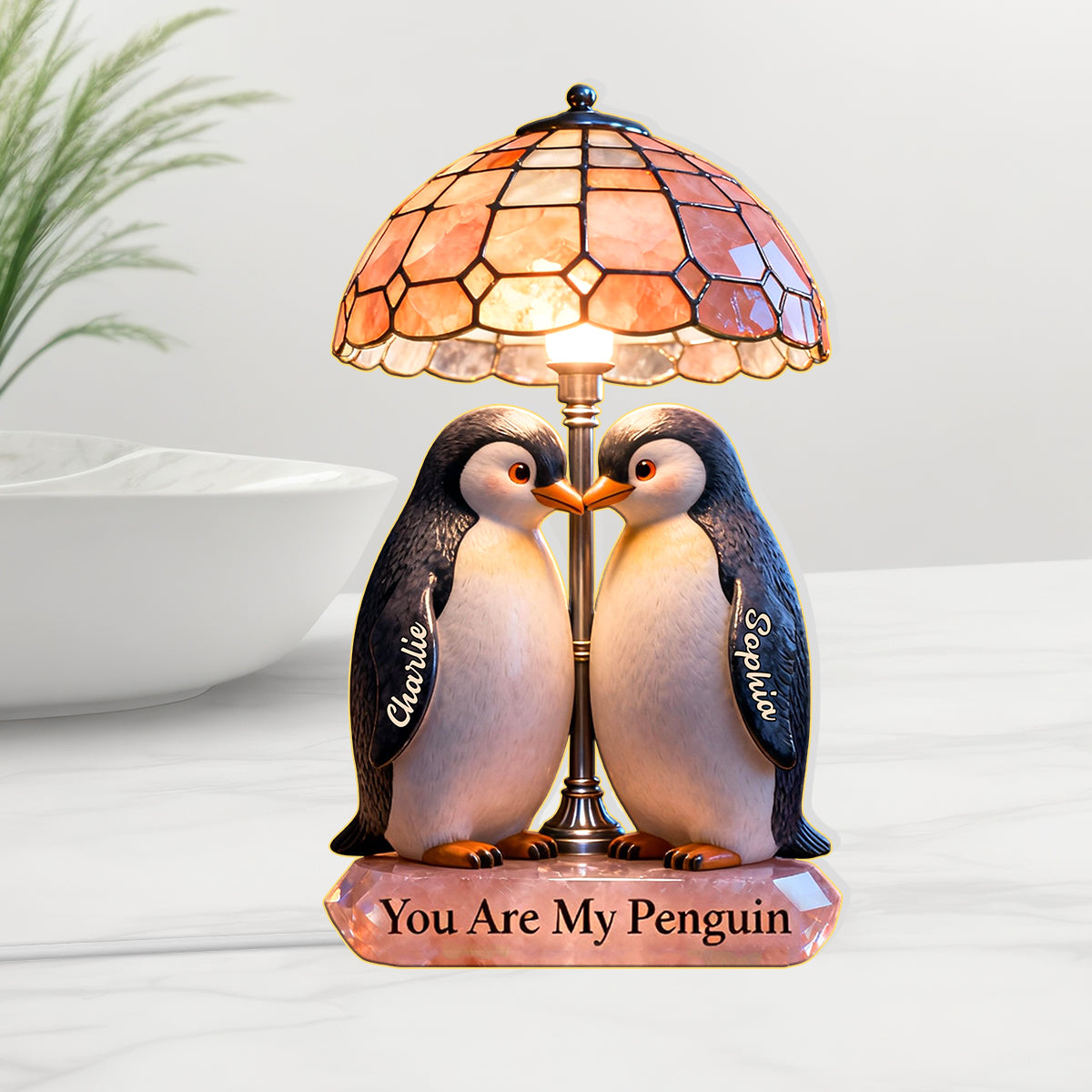 Tu es mon pingouin - Veilleuse LED acrylique personnalisée pour amoureux des pingouins