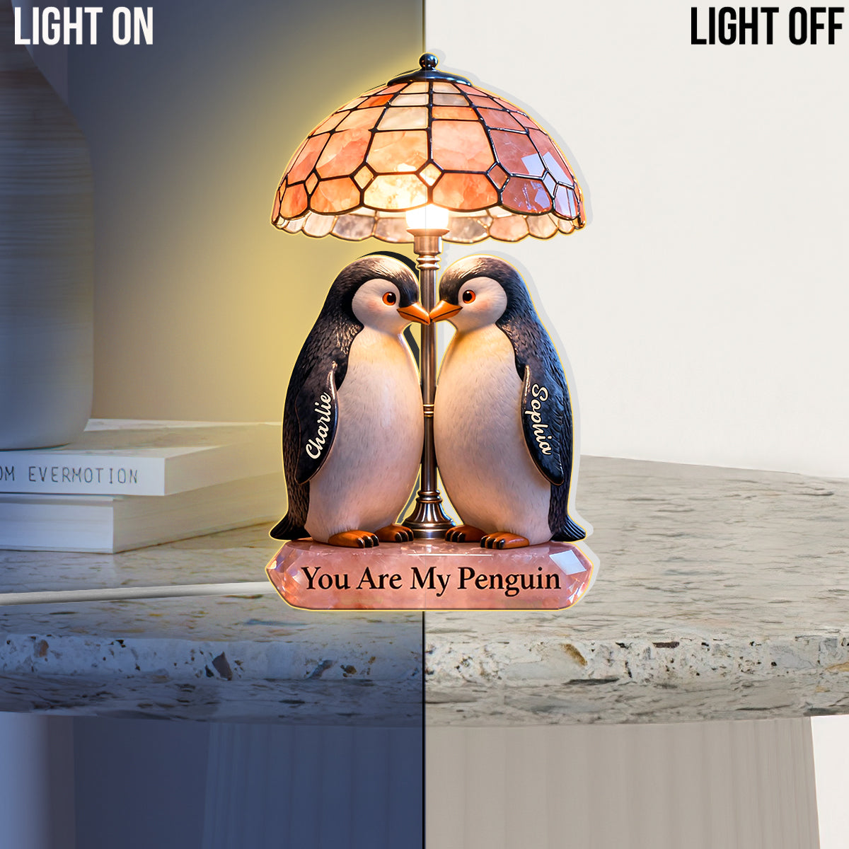 Tu es mon pingouin - Veilleuse LED acrylique personnalisée pour amoureux des pingouins