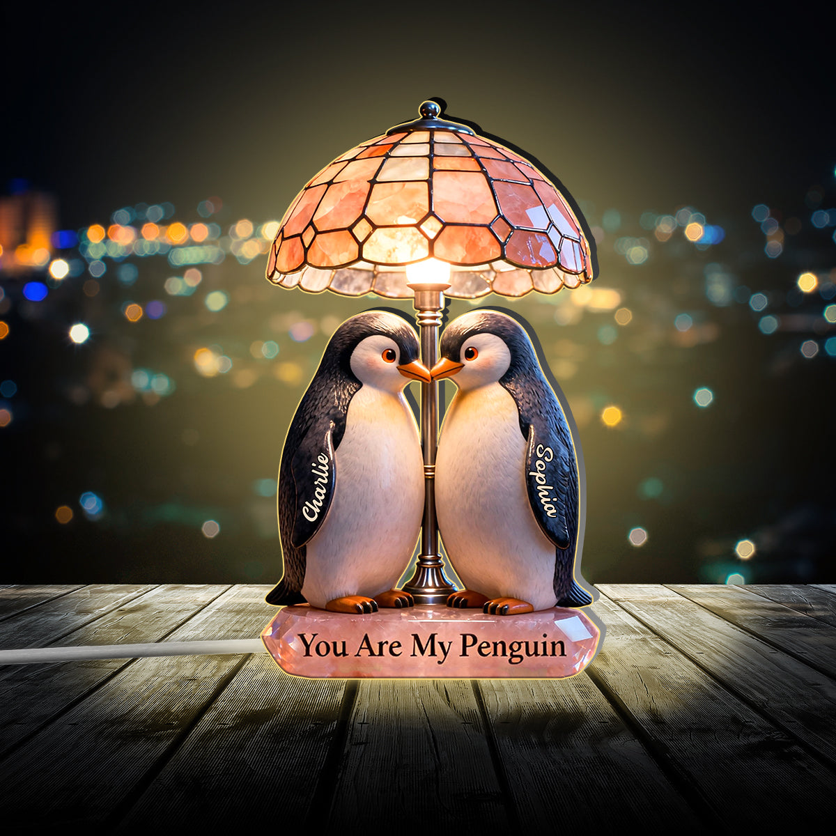 Tu es mon pingouin - Veilleuse LED acrylique personnalisée pour amoureux des pingouins