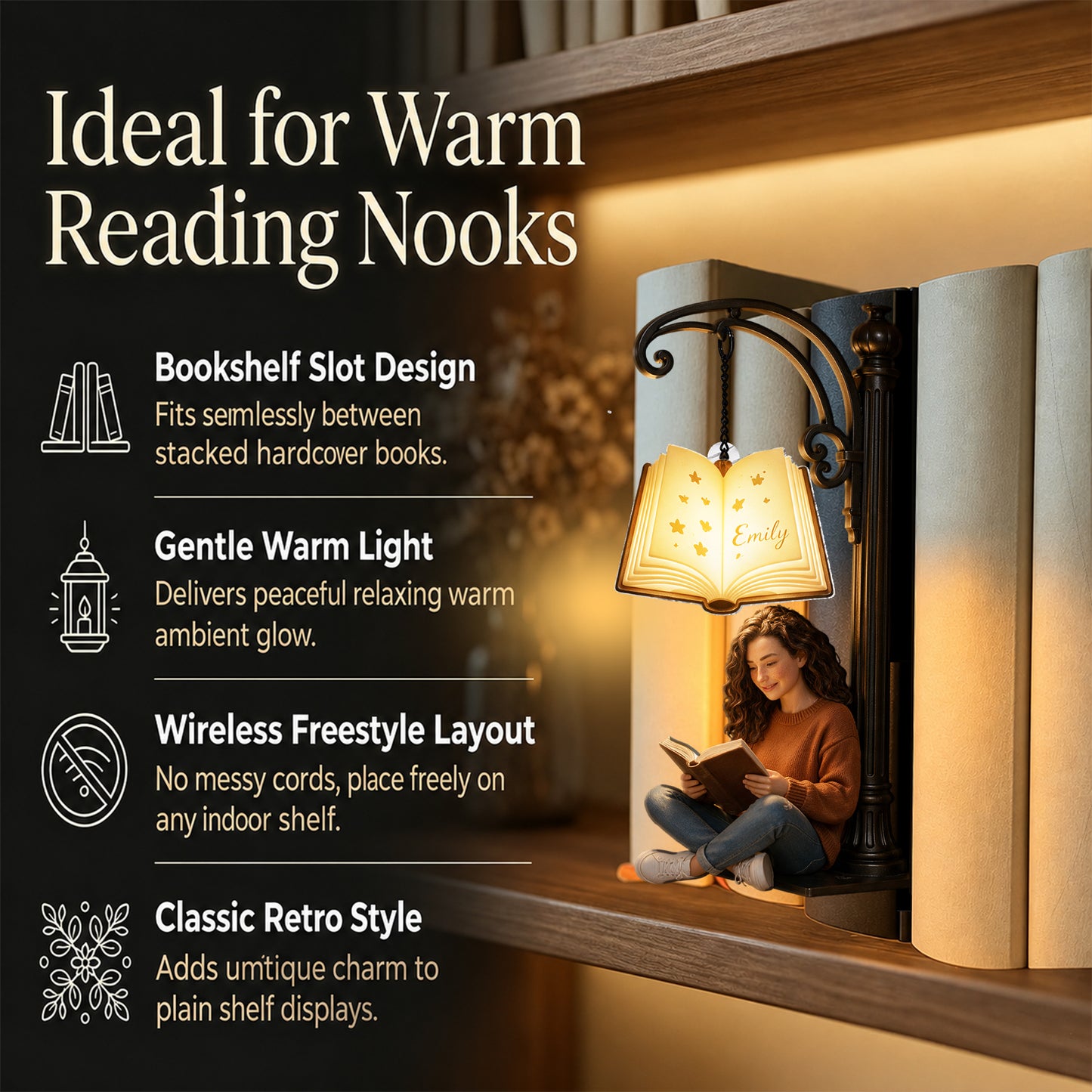 Reading Time - Personalized Book Bookshelf Lamp