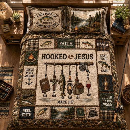 Cadeau pour les Amateurs de Pêche, Accro à Jésus - Ensemble de Couettes Personnalisé