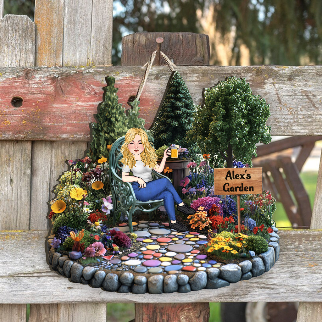 Jardin d'amour - Panneau en bois personnalisé sur le thème du jardinage