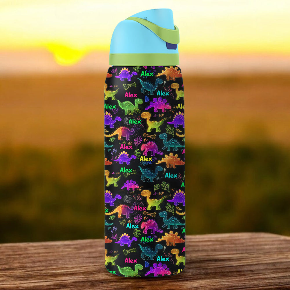 Dinosaur Drinkware for Kids - Personalized Kid 2-In-1 Spout Water Bottle