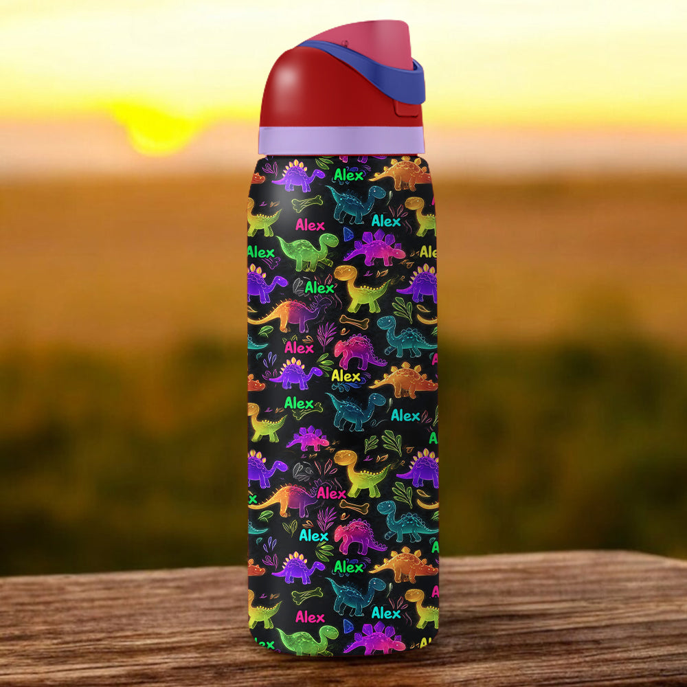 Dinosaur Drinkware for Kids - Personalized Kid 2-In-1 Spout Water Bottle