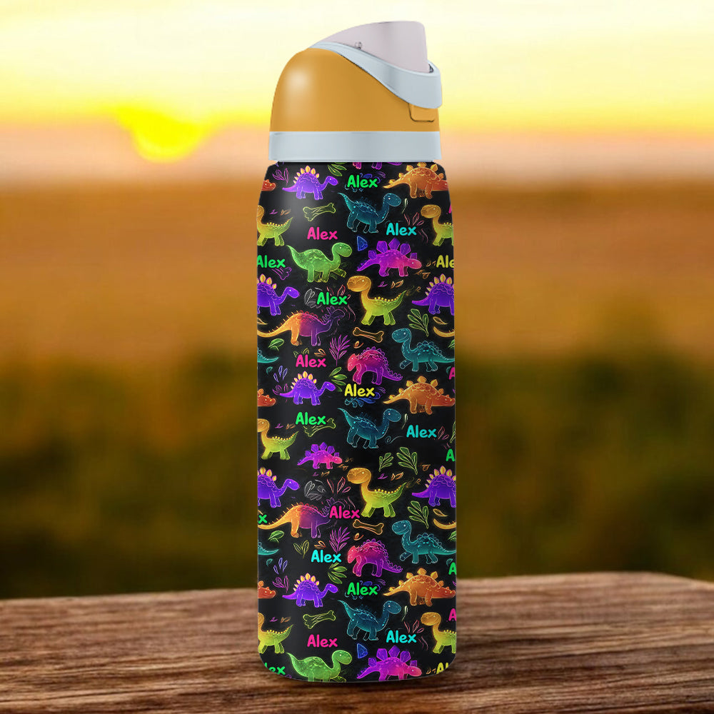 Dinosaur Drinkware for Kids - Personalized Kid 2-In-1 Spout Water Bottle