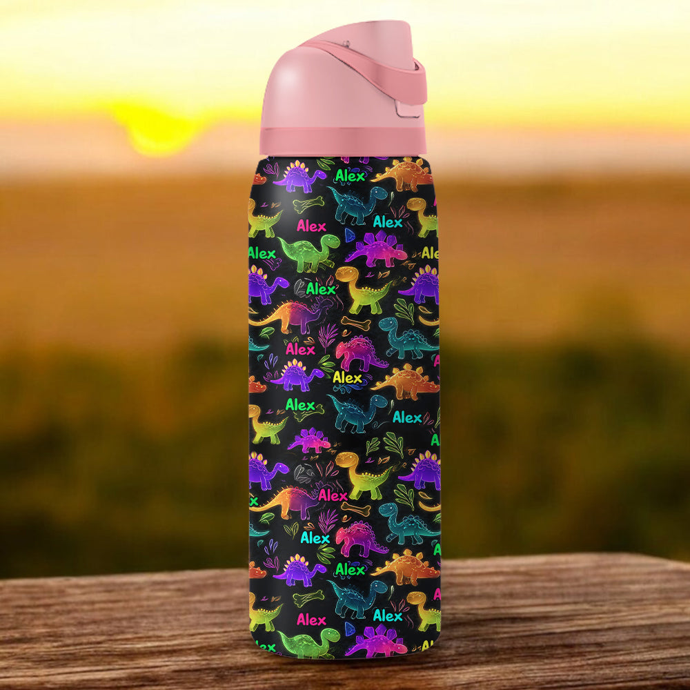 Dinosaur Drinkware for Kids - Personalized Kid 2-In-1 Spout Water Bottle