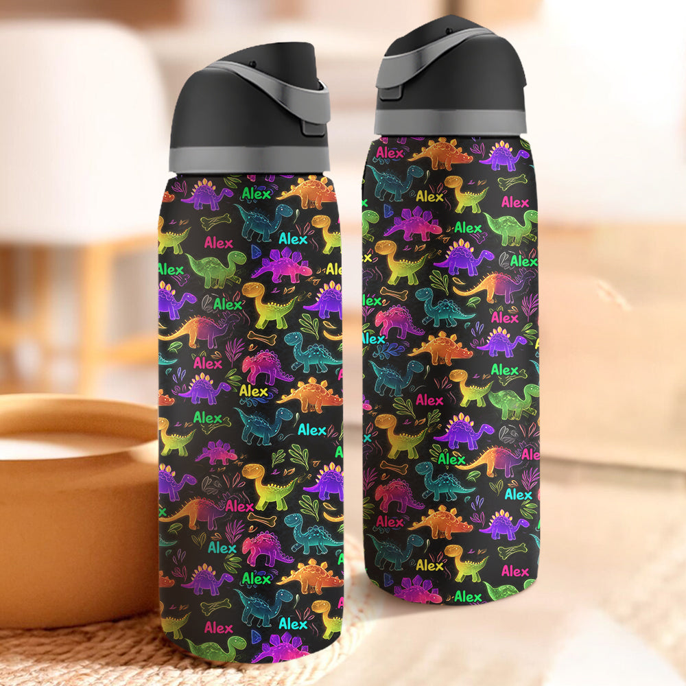 Dinosaur Drinkware for Kids - Personalized Kid 2-In-1 Spout Water Bottle