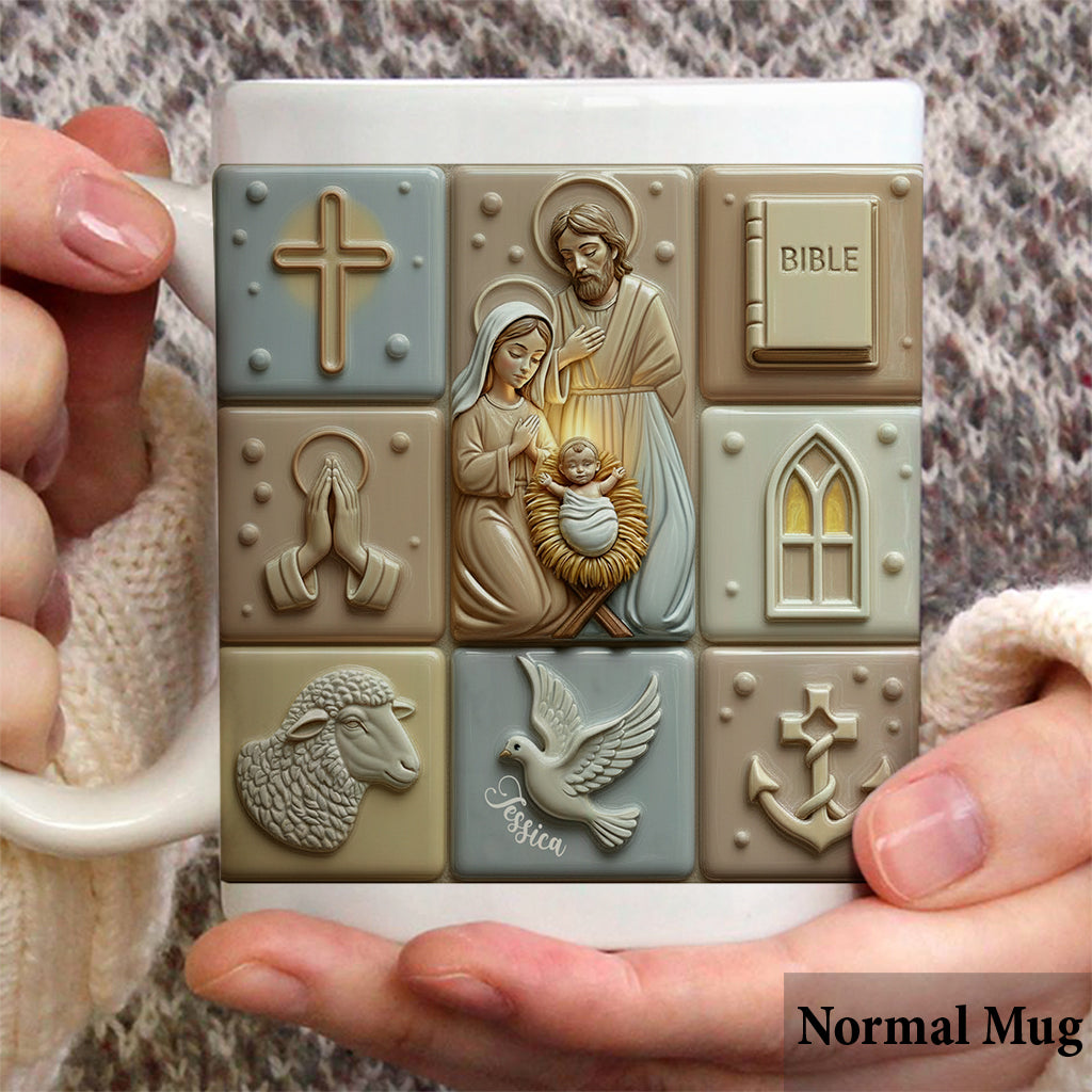 Holy Night Faith Hope Love - Personalized Christian Mug