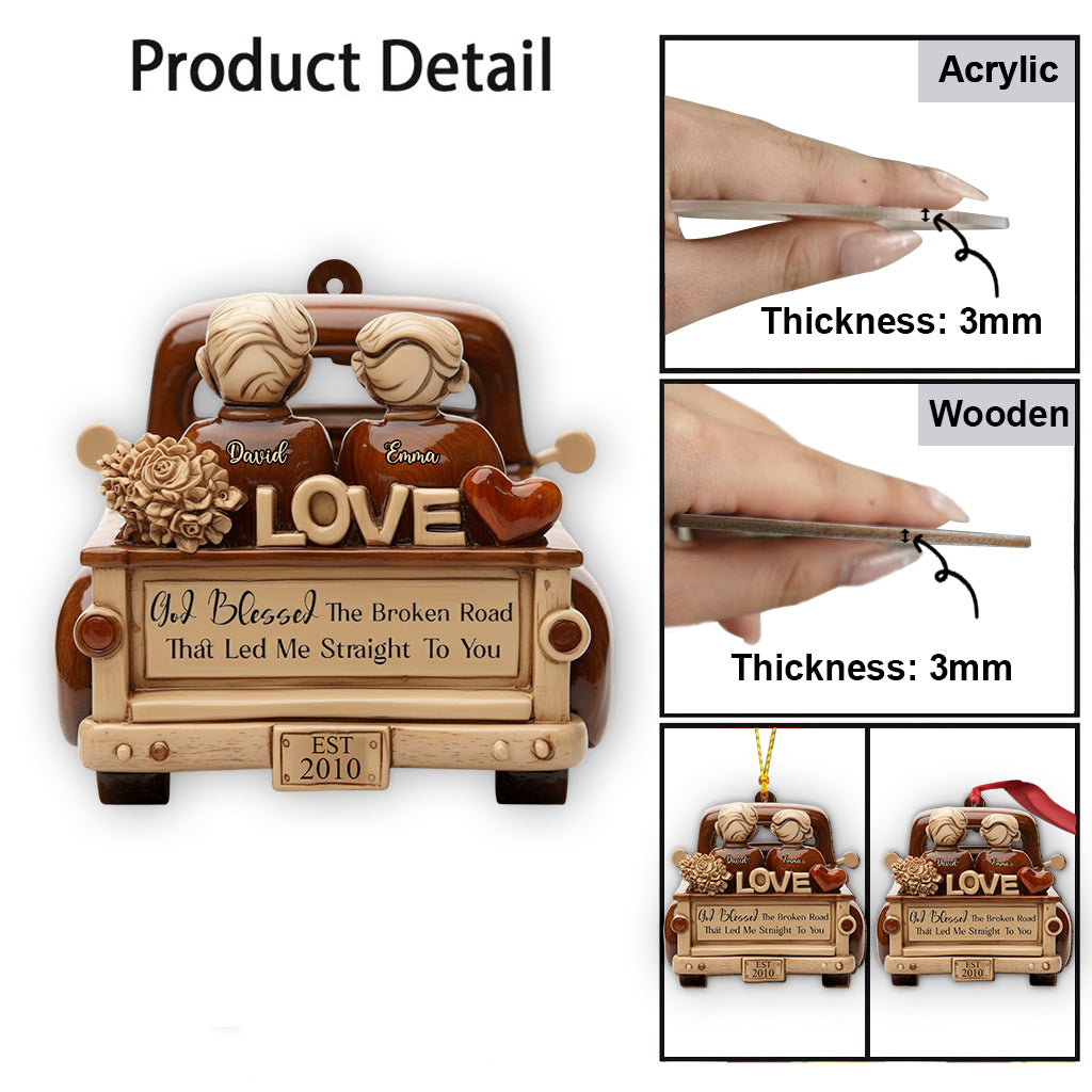 Dieu a béni le chemin brisé - Ornement personnalisé pour couple