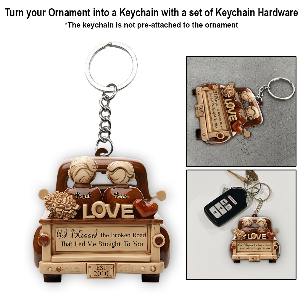 Dieu a béni le chemin brisé - Ornement personnalisé pour couple