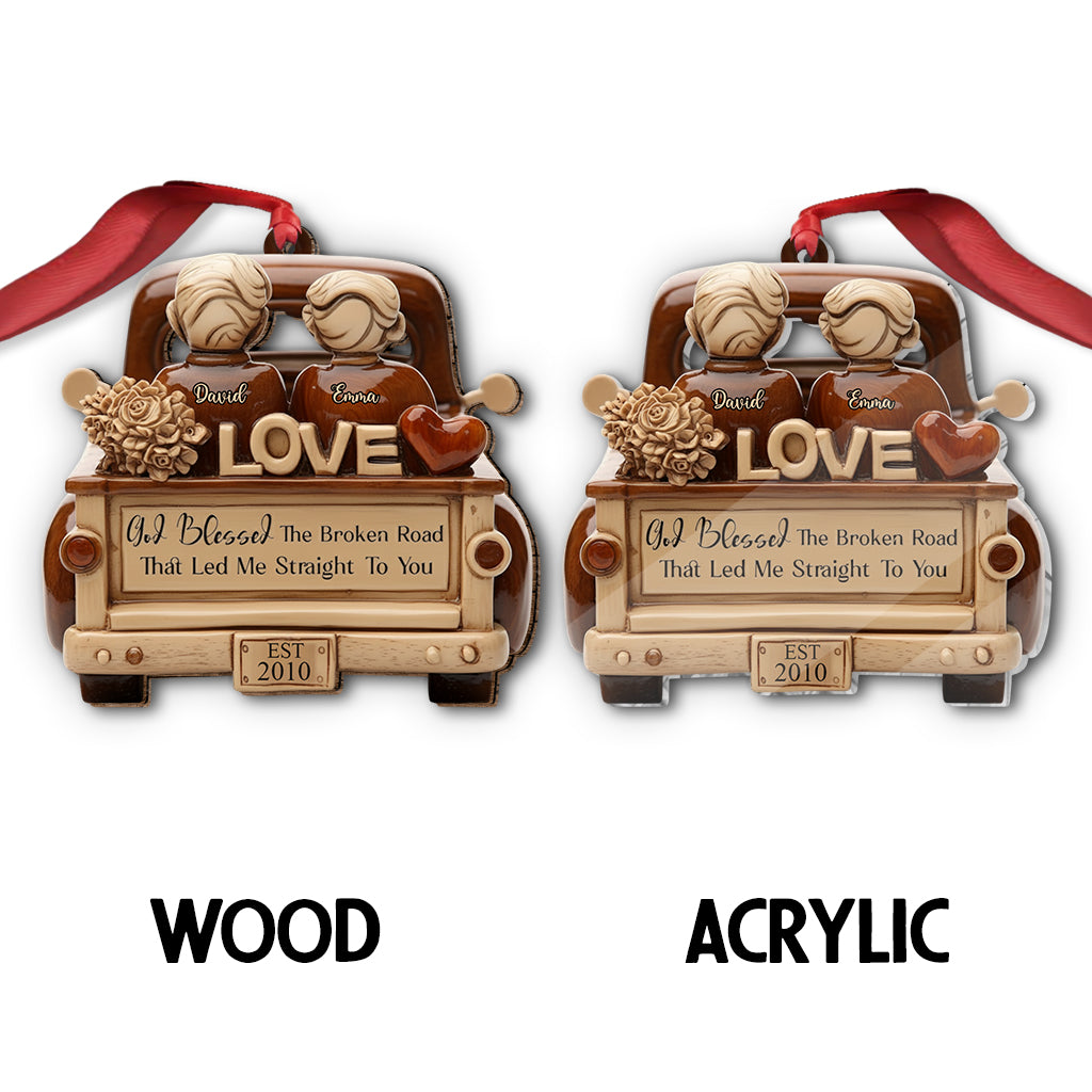 Dieu a béni le chemin brisé - Ornement personnalisé pour couple