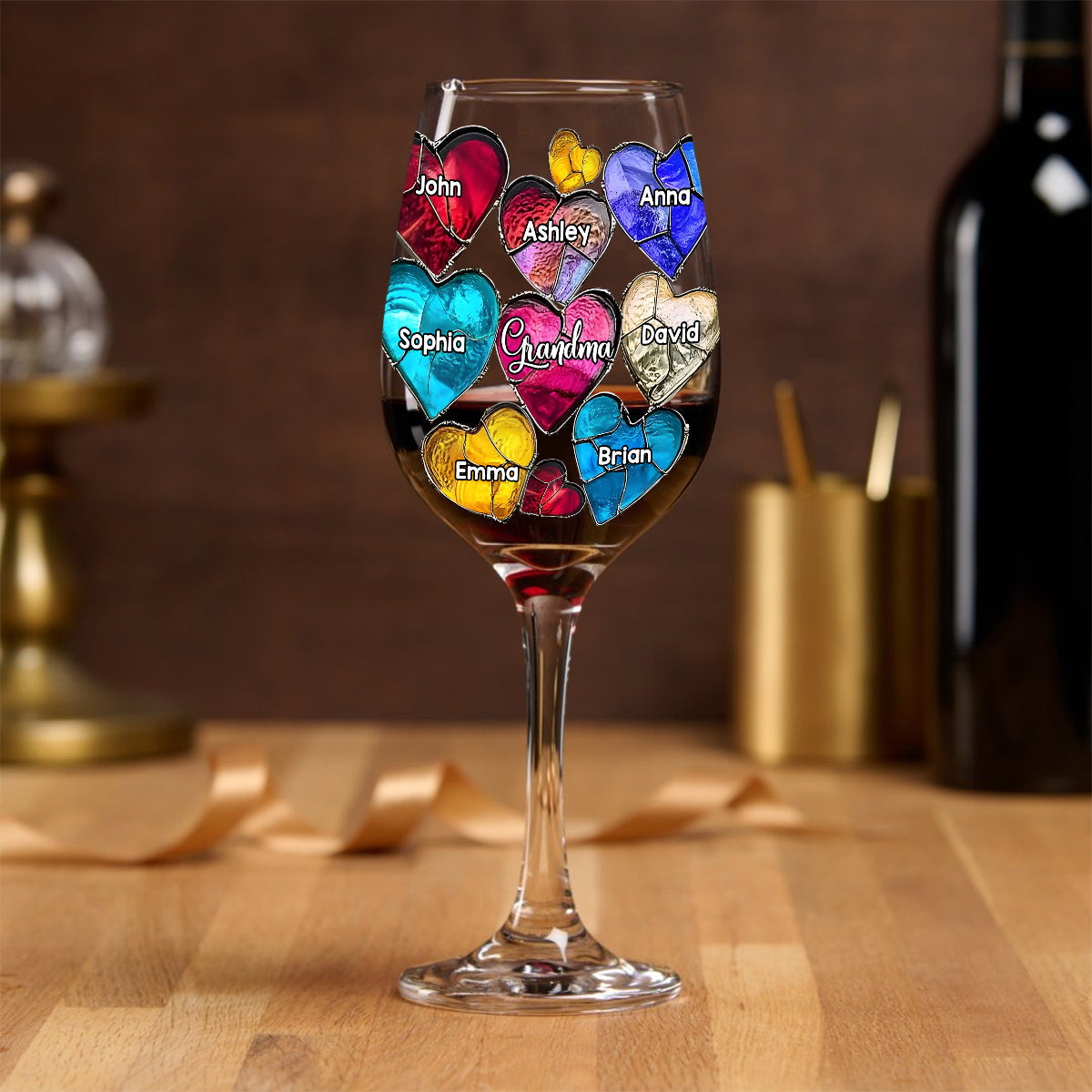 Meilleure grand-mère du monde - Verre à vin personnalisé pour grand-mère avec longue tige