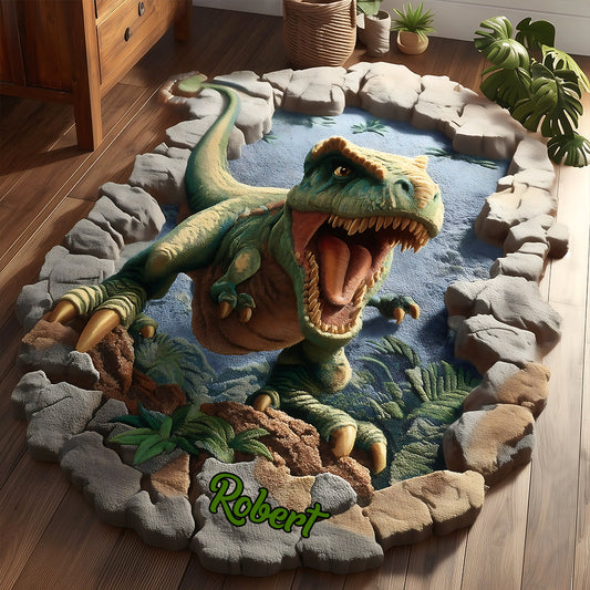 Dino World - Paillasson/Tapis personnalisé en forme d'enfant