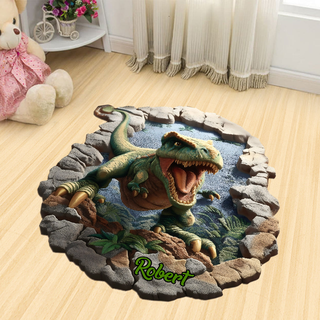 Dino World - Paillasson/Tapis personnalisé en forme d'enfant