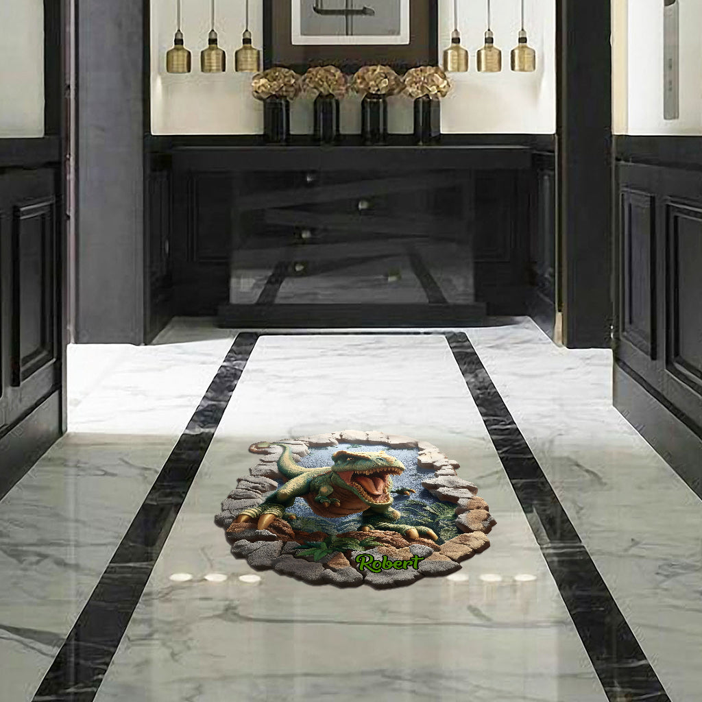 Dino World - Paillasson/Tapis personnalisé en forme d'enfant