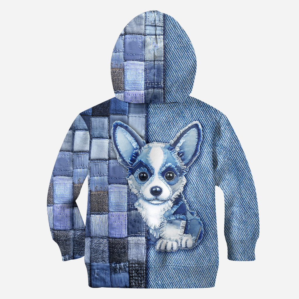 T-shirt personnalisé « J’adore le Pembroke Welsh Corgi » avec un chien.