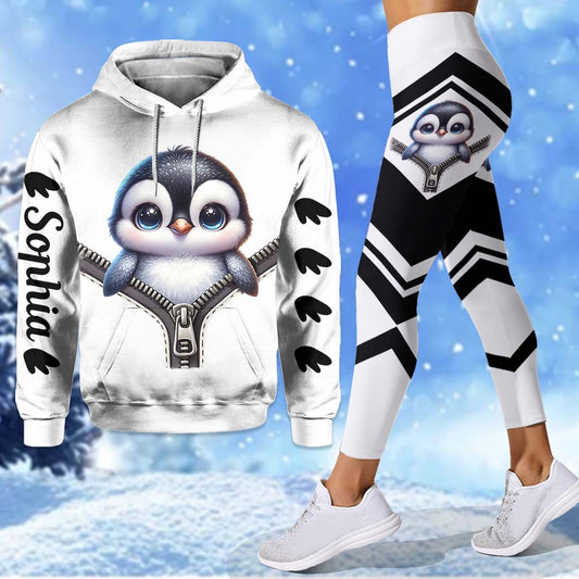 Adorable pingouin - Sweat à capuche et leggings personnalisés pour amoureux des pingouins