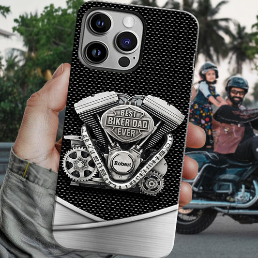 Meilleur papa du monde - Coque de téléphone personnalisée avec motif motard