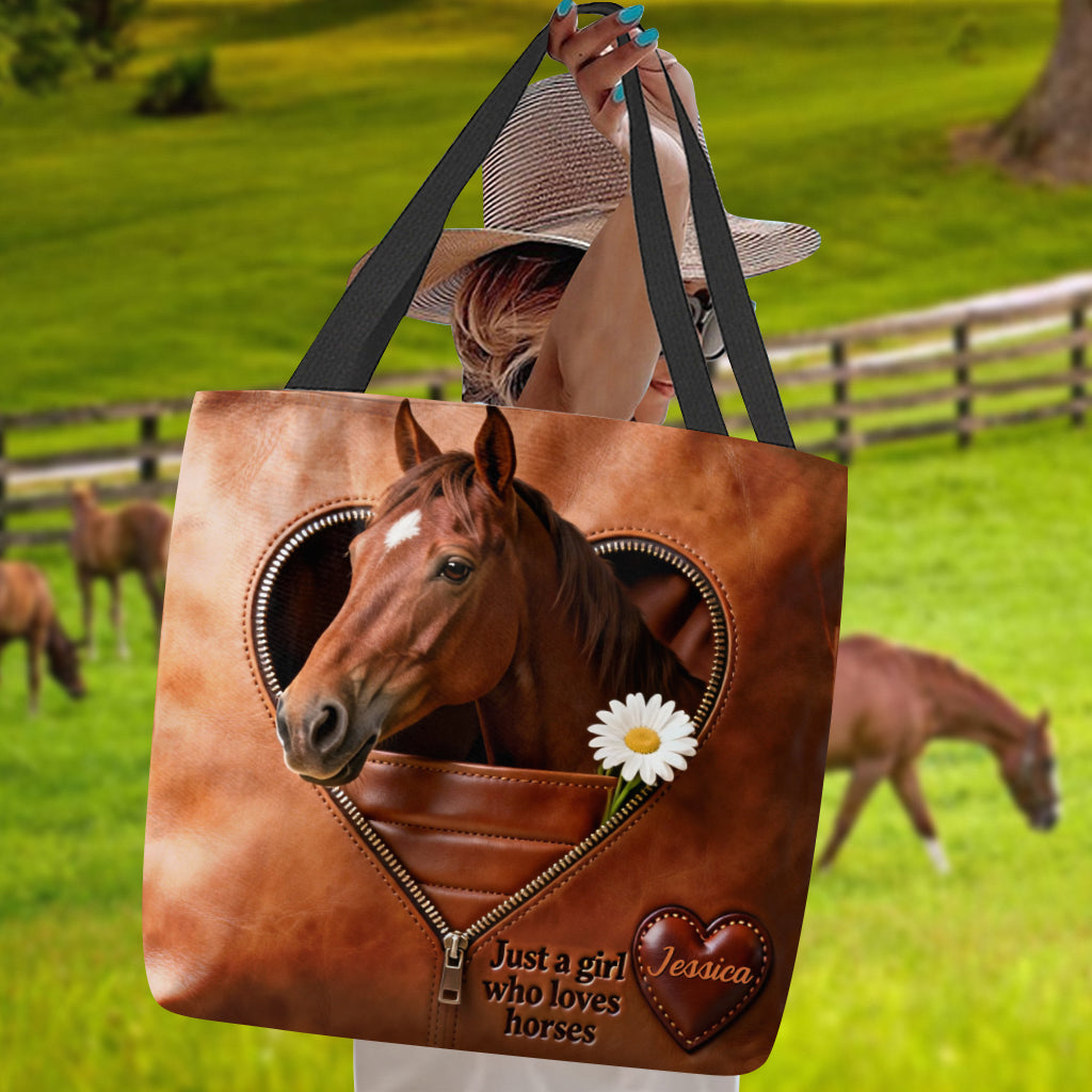 Juste une fille qui aime les chevaux - Sac fourre-tout personnalisé pour chevaux