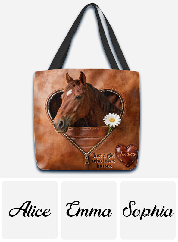 Juste une fille qui aime les chevaux - Sac fourre-tout personnalisé pour chevaux