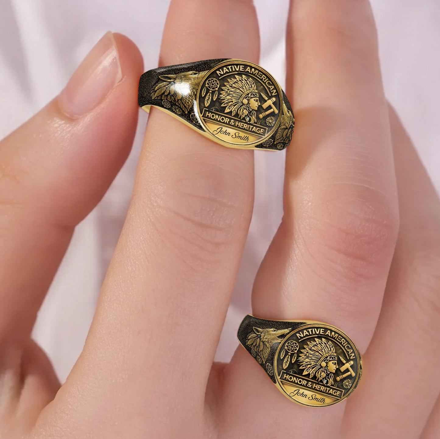 Fierté autochtone, Amérindien - Bague chevalière personnalisée pour Amérindien