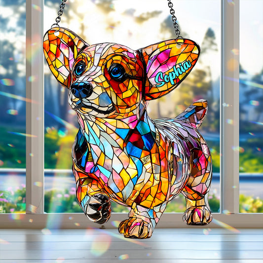 Adorable Corgi - Personalized Corgi Window Hanging Suncatcher Ornament