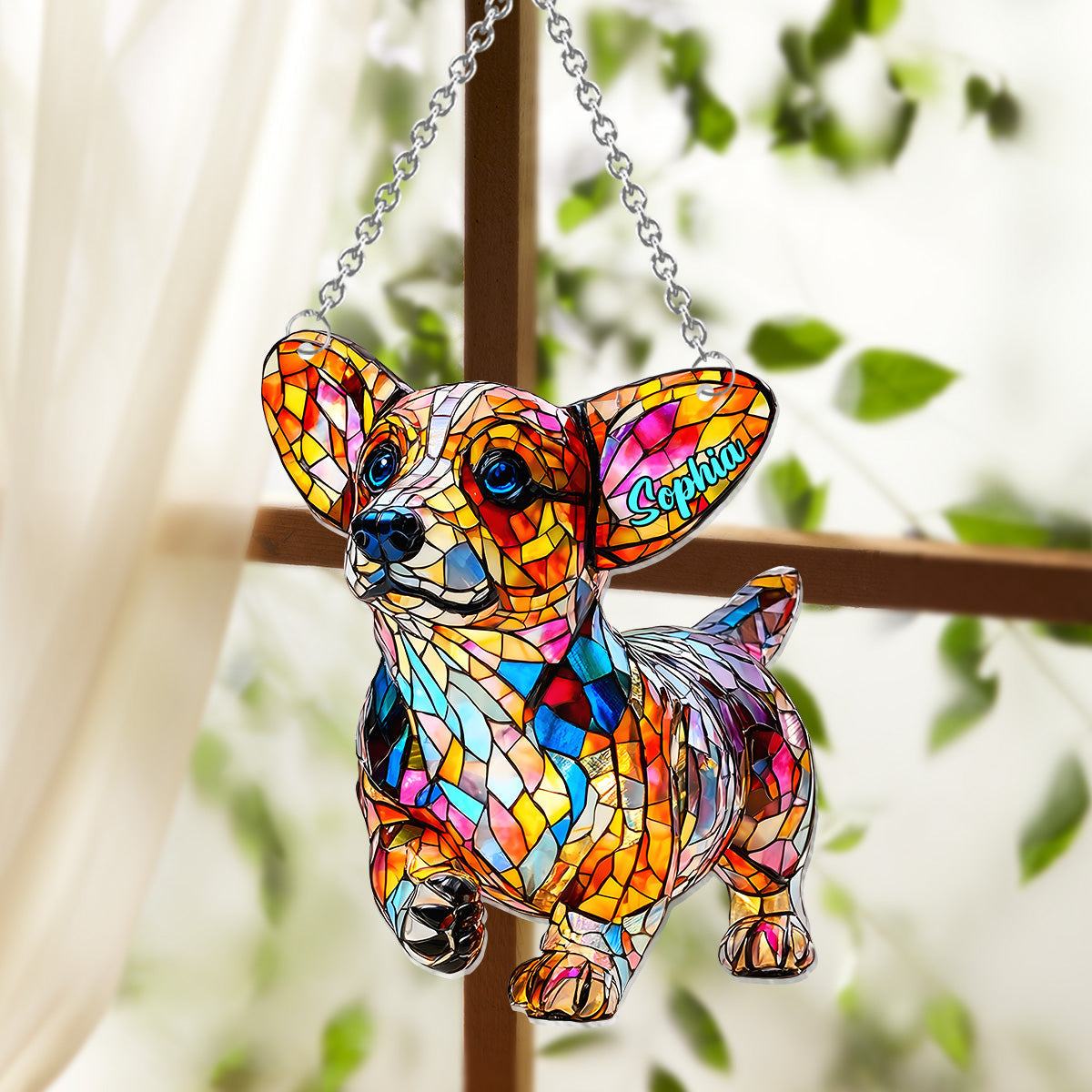 Adorable Corgi - Personalized Corgi Window Hanging Suncatcher Ornament