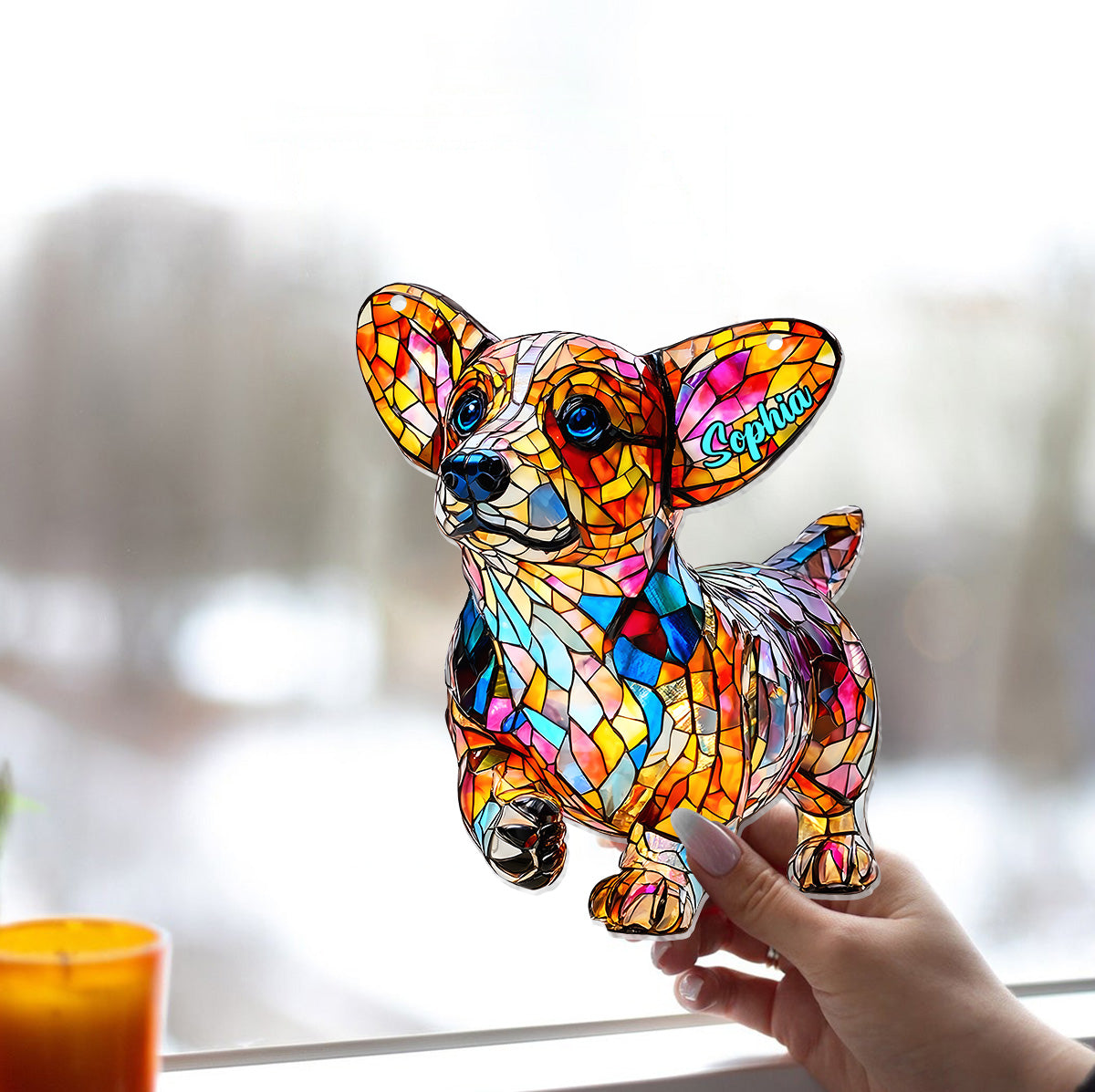 Adorable Corgi - Personalized Corgi Window Hanging Suncatcher Ornament