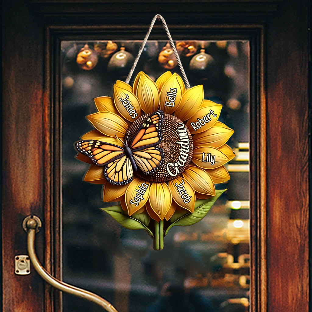 Cadeau tournesol pour grand-mère maman - Panneau en bois personnalisé en forme de grand-mère